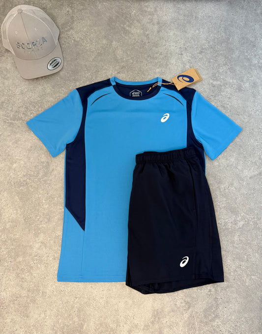Asics Curved Seam T-Shirt & 7inch Silver Short Set